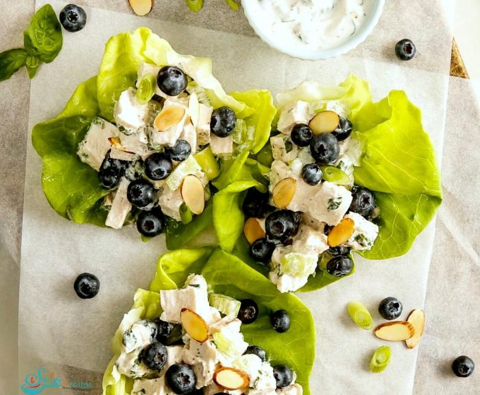 Blueberry Almond Chicken Salad Wraps