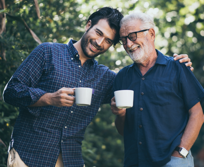 man and his senior loved one